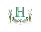 Mallard Ducks Cattails Reeds Pond Monogram Frame Design, for Machine Embroidery, 6 Sizes PES++ Incl Digital Instant Download