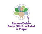 Fall Turkey Embroidery Design: Boy w/ Bow Tie Motif (PES++ Digital Download)