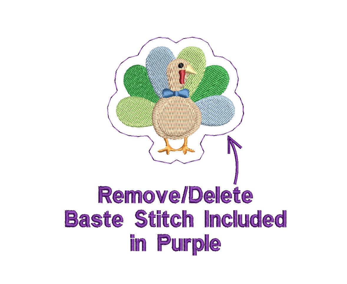 Fall Turkey Embroidery Design: Boy w/ Bow Tie Motif (PES++ Digital Download)
