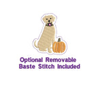 Happy Dog Embroidery Design: Fall Pumpkin, 5 Sizes, PES DST JEF++ Digital Download