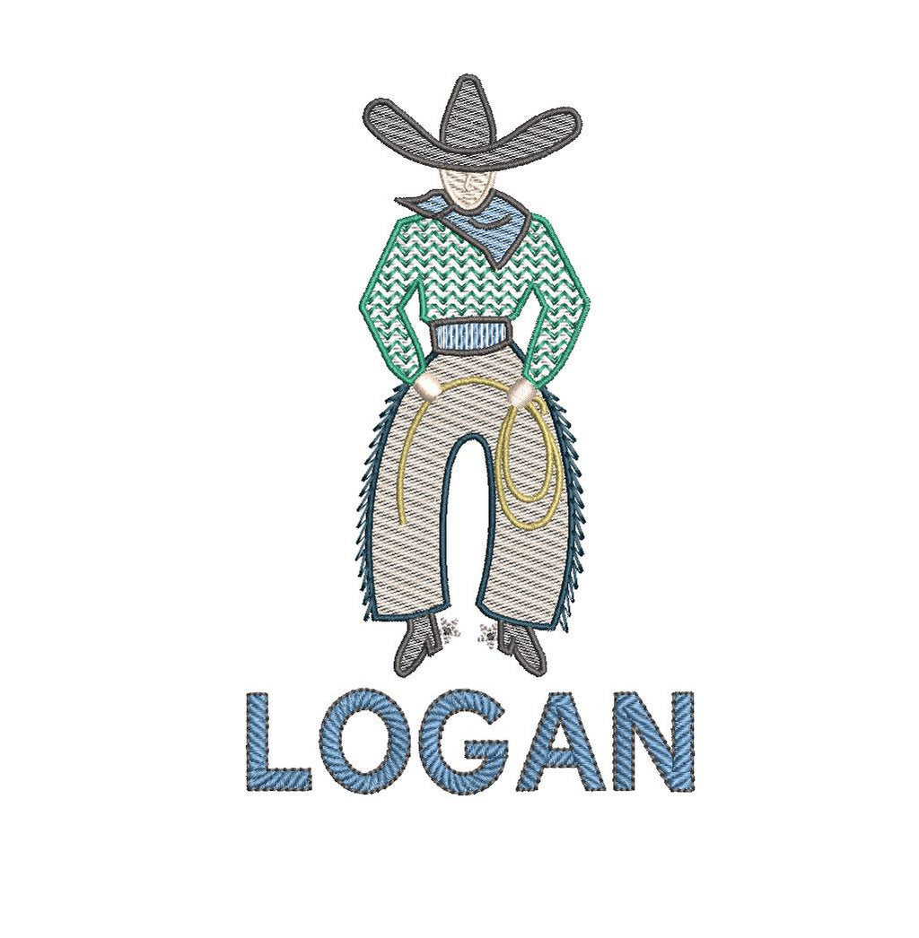 Vintage Cowboy Sketch Embroidery Design: 5 Sizes (PES++ Digital Download)