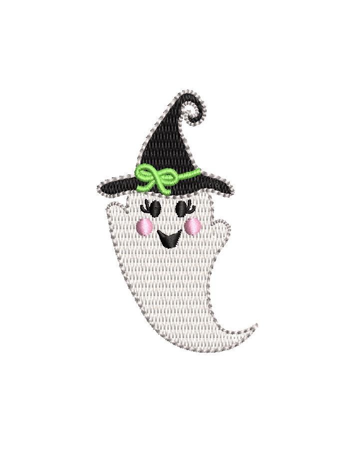 Halloween Ghost Girl Witch Embroidery Machine Design: PES++ Included (Digital Download)