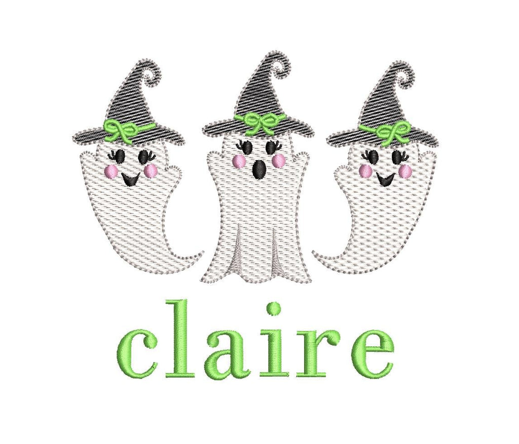 Halloween Ghost Girls Sketch Trio Design, for Machine Embroidery, 4 Sizes PES++ Incl Digital Instant Download