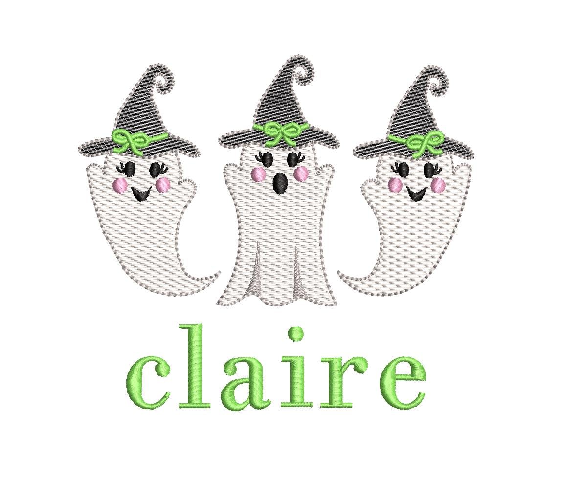 Halloween Ghost Girls Sketch Trio Design, for Machine Embroidery, 4 Sizes PES++ Incl Digital Instant Download