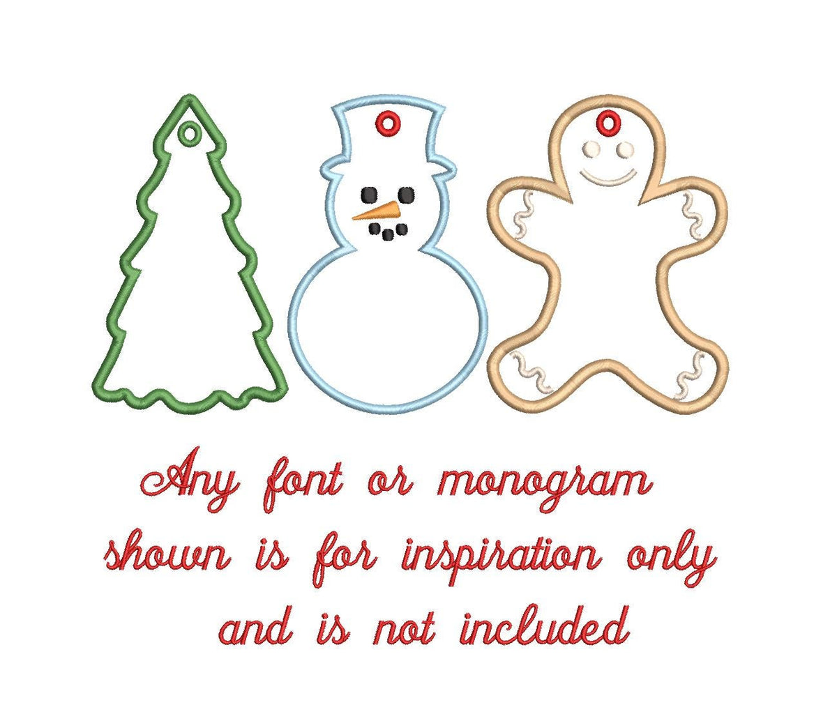 In The Hoop Christmas Applique Gift Tags Ornaments, Set of 3, Machine Embroidery Designs, 5 Sizes Each, PES DST JEF Incl Digital Download