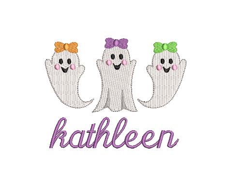 Halloween Ghost Girl Trio Design, for Machine Embroidery, 4 Sizes PES++ Incl Digital Instant Download