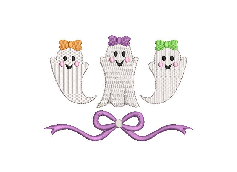 Halloween Ghost Girl Trio Design, for Machine Embroidery, 4 Sizes PES++ Incl Digital Instant Download
