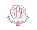 Floral & Ivy Half Monogram Frame , Machine Embroidery Design, 5 Sizes, PES DST JEF++ Incl Digital Instant Download