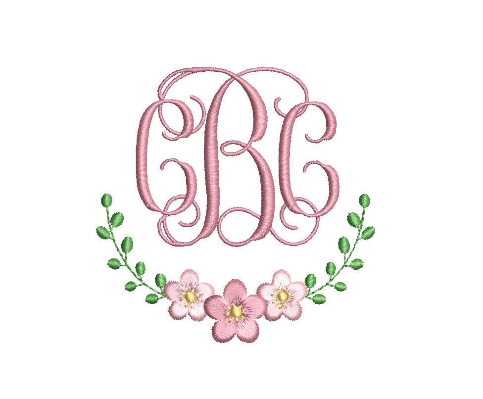 Floral & Ivy Half Monogram Frame , Machine Embroidery Design, 5 Sizes, PES DST JEF++ Incl Digital Instant Download