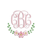 Floral & Ivy Half Monogram Frame , Machine Embroidery Design, 5 Sizes, PES DST JEF++ Incl Digital Instant Download