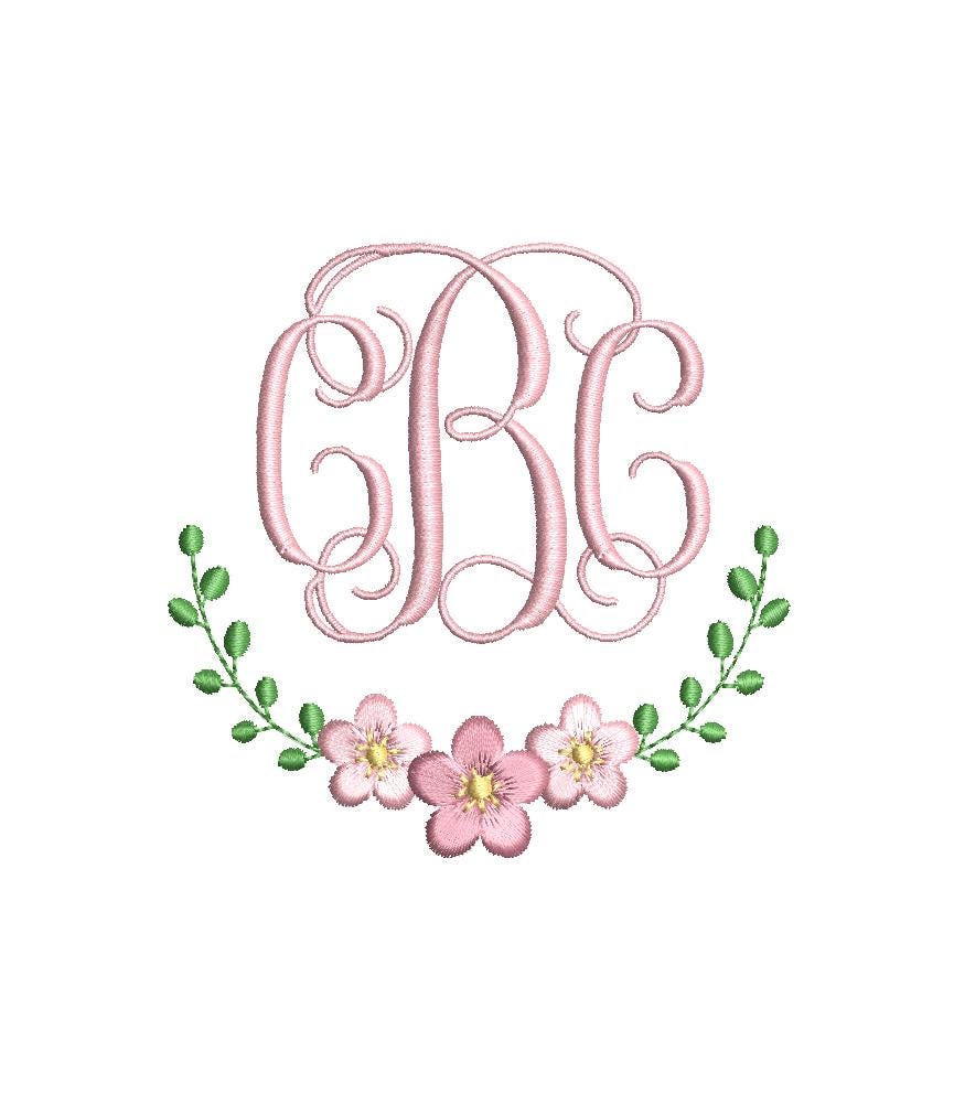 Floral & Ivy Half Monogram Frame , Machine Embroidery Design, 5 Sizes, PES DST JEF++ Incl Digital Instant Download