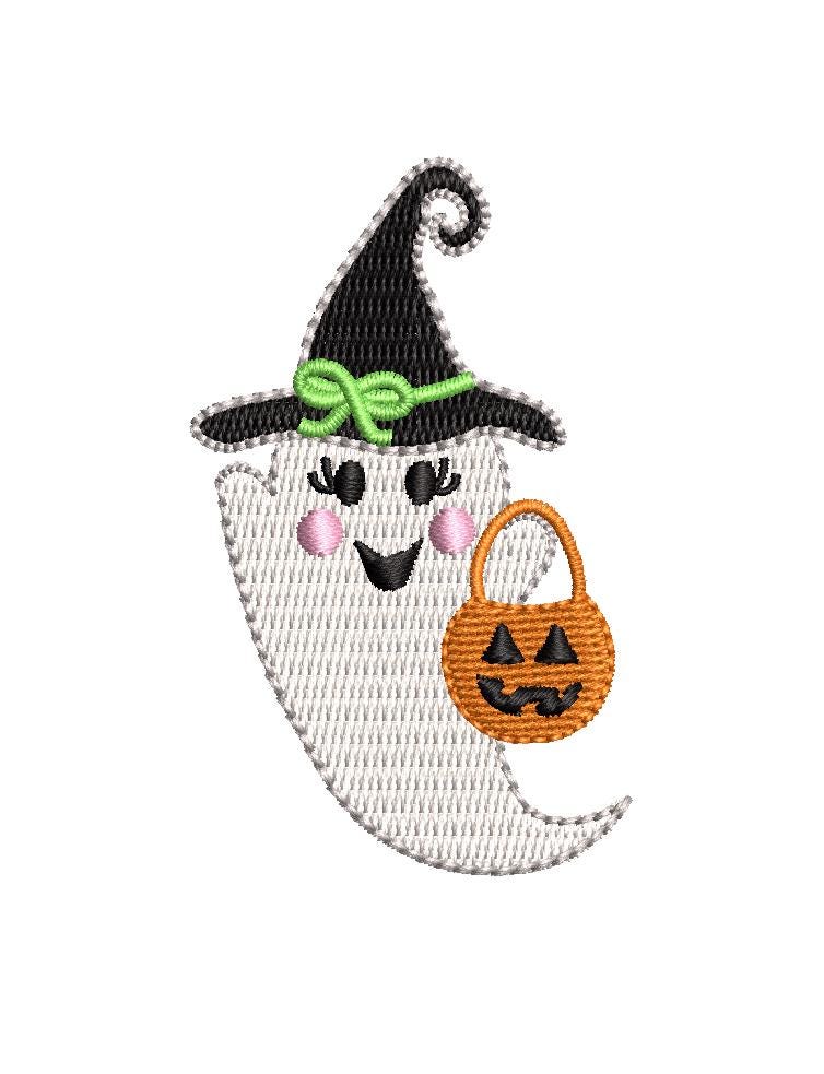 Halloween Ghost Girl Witch Embroidery Machine Design: PES++ Included (Digital Download)