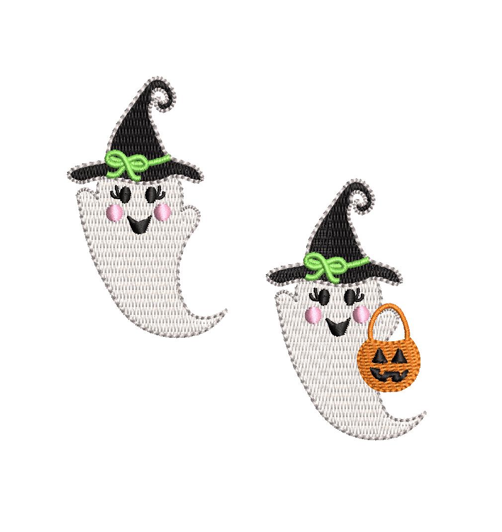 Halloween Ghost Girl Witch Embroidery Machine Design: PES++ Included (Digital Download)