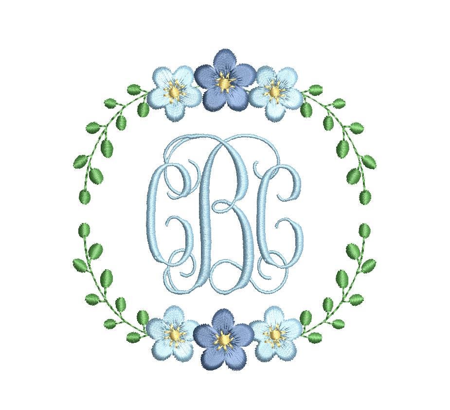 Floral & Ivy Full Monogram Frame, Machine Embroidery Design, 4 Sizes, PES DST JEF++ Incl Digital Instant Download