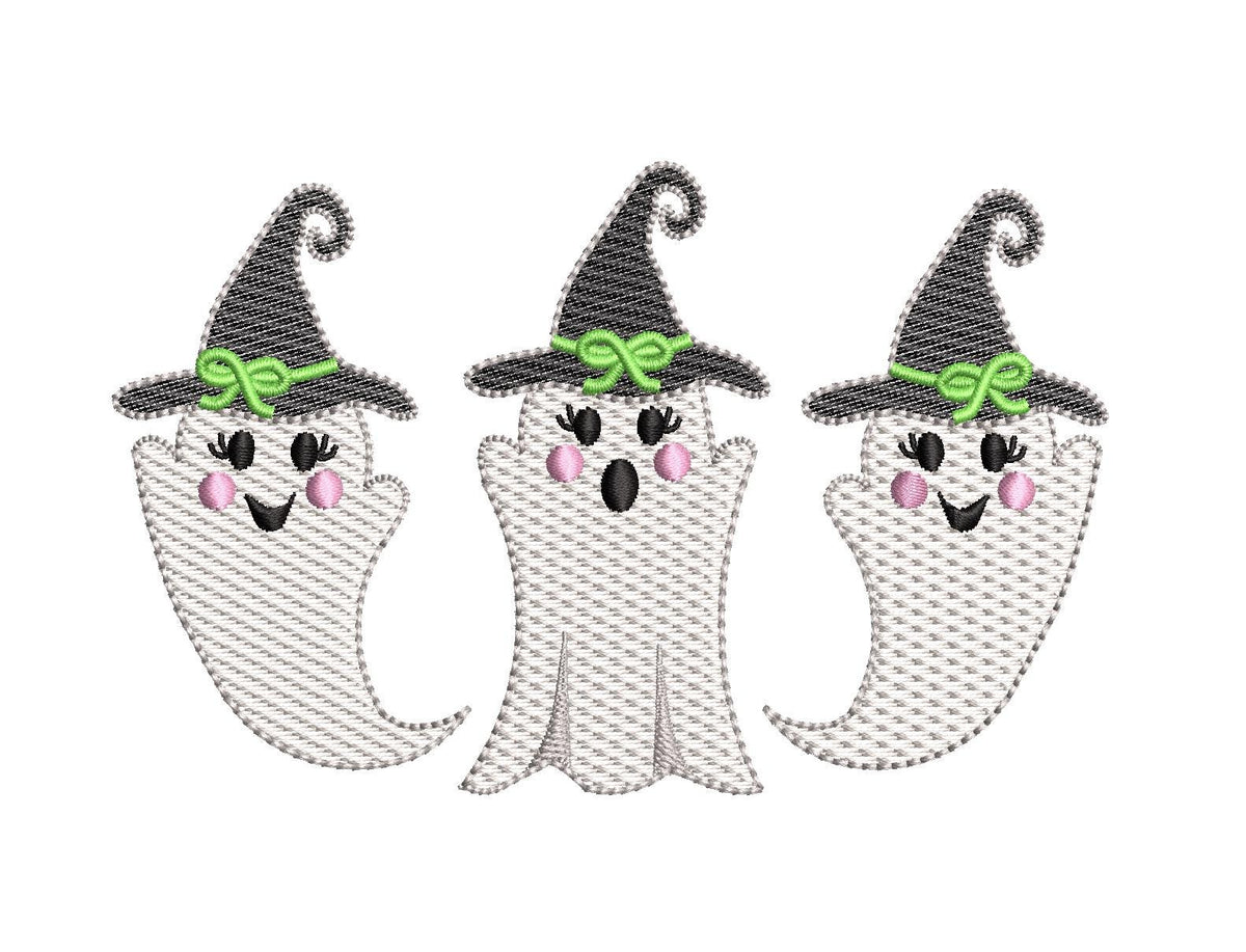 Halloween Ghost Girls Sketch Trio Design, for Machine Embroidery, 4 Sizes PES++ Incl Digital Instant Download