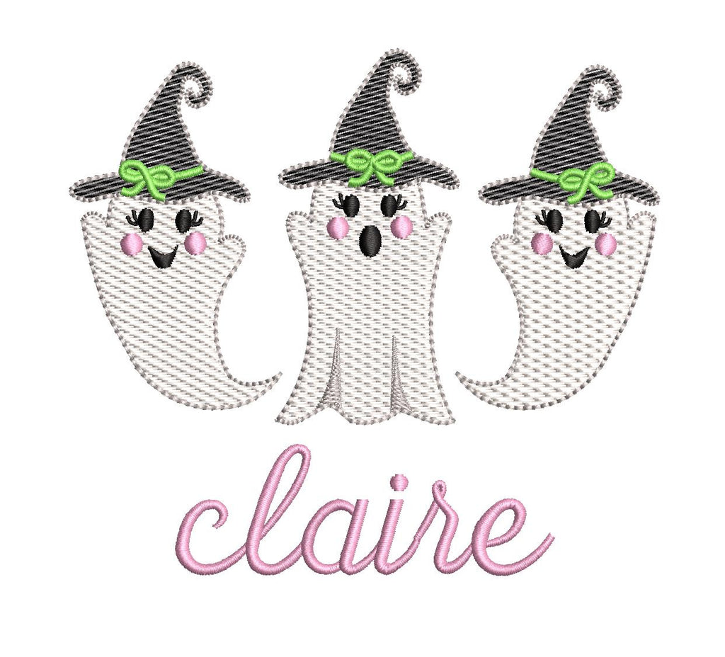 Halloween Ghost Girls Sketch Trio Design, for Machine Embroidery, 4 Sizes PES++ Incl Digital Instant Download