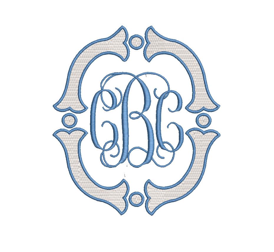 Fishtail FILL & Satin Monogram Frame, Machine Embroidery Design, 6 Sizes, PES DST+++ Incl Digital Instant Download