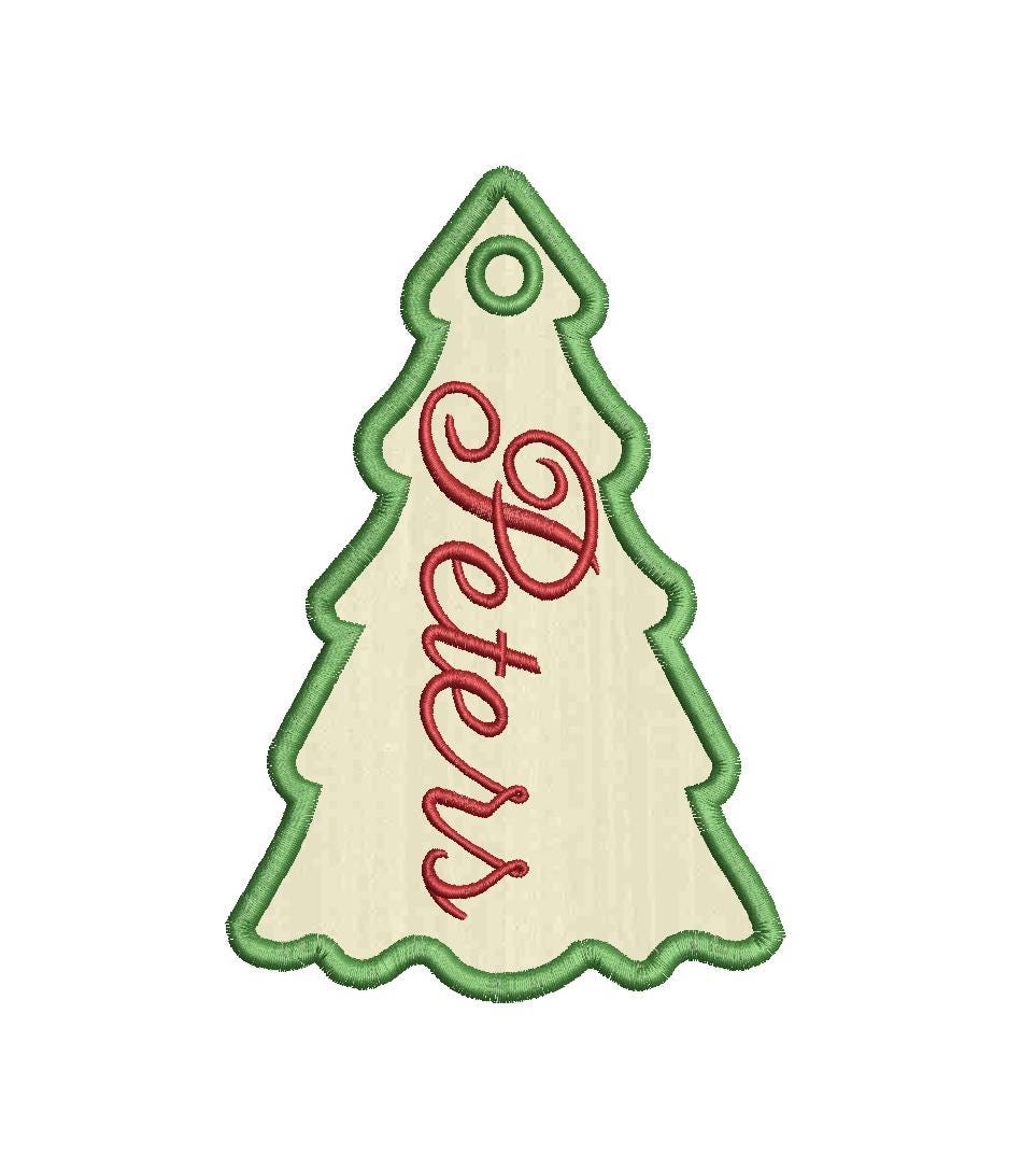 In The Hoop Christmas Applique Gift Tags Ornaments, Set of 3, Machine Embroidery Designs, 5 Sizes Each, PES DST JEF Incl Digital Download