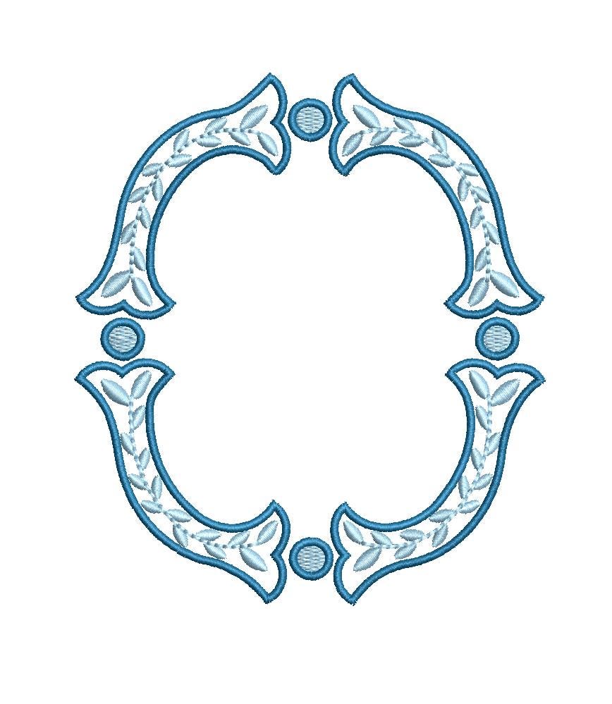 Fishtail Satin Outline & Vine Monogram Frame, Machine Embroidery Design, 7 Sizes, PES DST+++ Incl Digital Instant Download