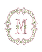 Fishtail Satin Outline & Vine Monogram Frame, Machine Embroidery Design, 7 Sizes, PES DST+++ Incl Digital Instant Download