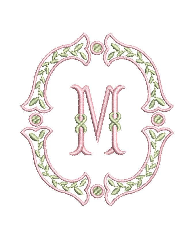 Fishtail Satin Outline & Vine Monogram Frame, Machine Embroidery Design, 7 Sizes, PES DST+++ Incl Digital Instant Download