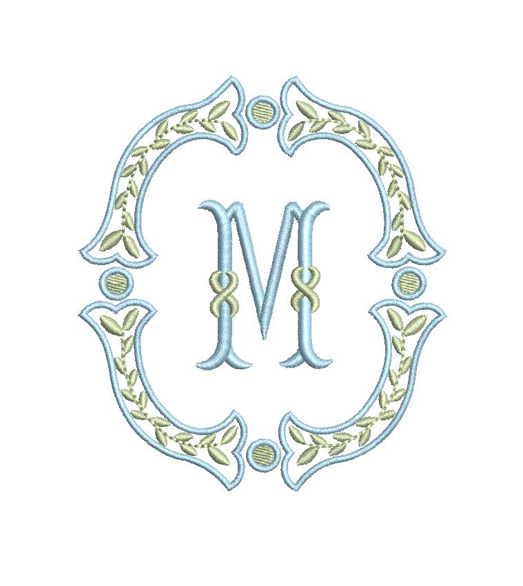 Fishtail Satin Outline & Vine Monogram Frame, Machine Embroidery Design, 7 Sizes, PES DST+++ Incl Digital Instant Download