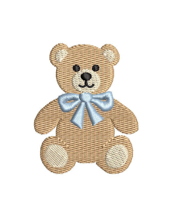 Teddy Bear in a Vintage Bow Tie Motif, Machine Embroidery Design, 6 Sizes, PES DST+++ Incl Digital Instant Download