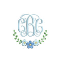 Floral & Ivy Half Monogram Frame , Machine Embroidery Design, 5 Sizes, PES DST JEF++ Incl Digital Instant Download
