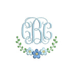 Floral & Ivy Half Monogram Frame , Machine Embroidery Design, 5 Sizes, PES DST JEF++ Incl Digital Instant Download