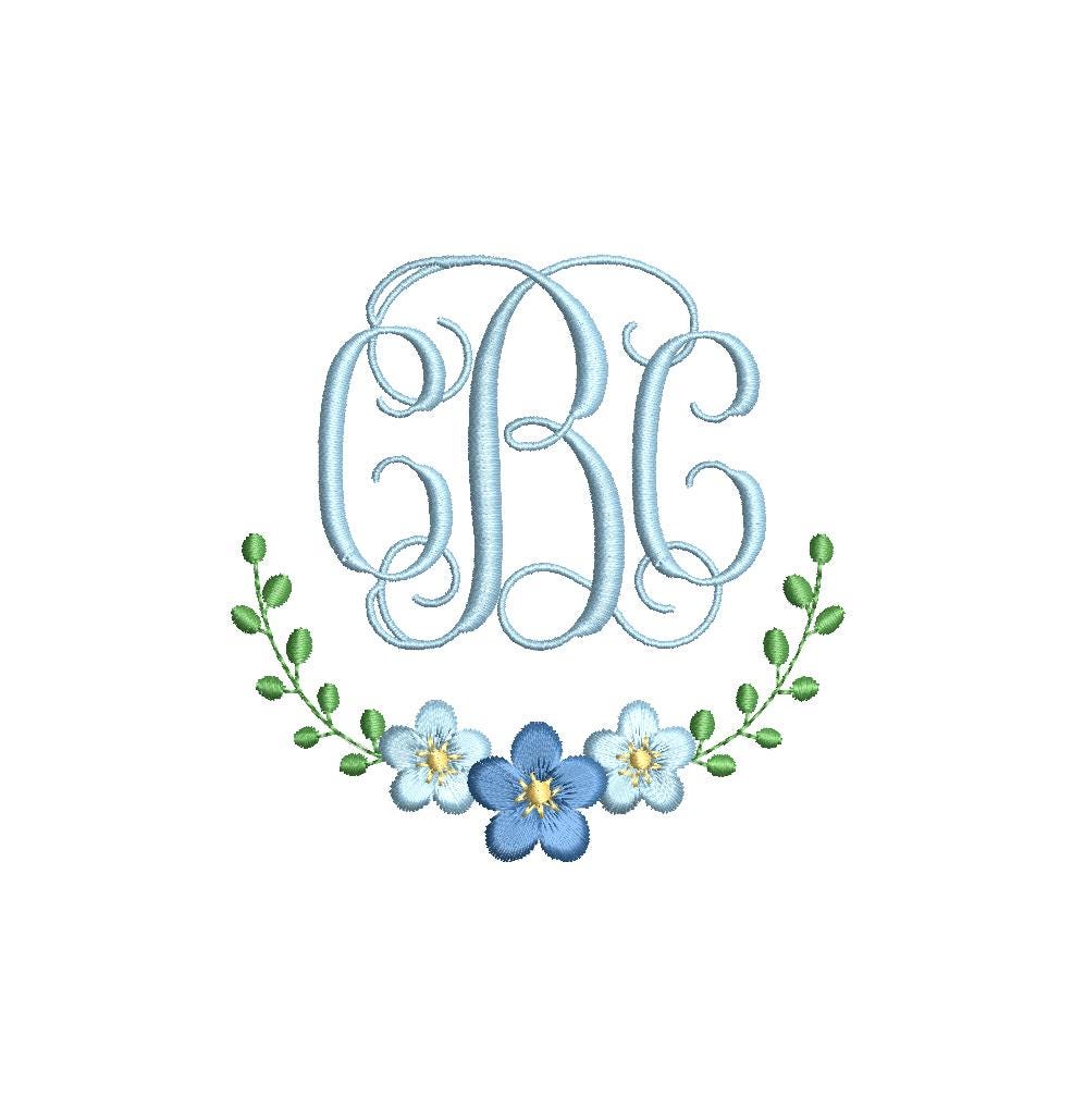 Floral & Ivy Half Monogram Frame , Machine Embroidery Design, 5 Sizes, PES DST JEF++ Incl Digital Instant Download