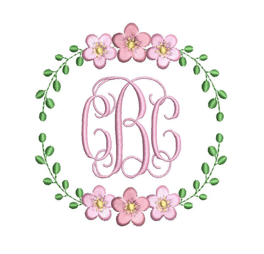 Floral & Ivy Full Monogram Frame, Machine Embroidery Design, 4 Sizes, PES DST JEF++ Incl Digital Instant Download