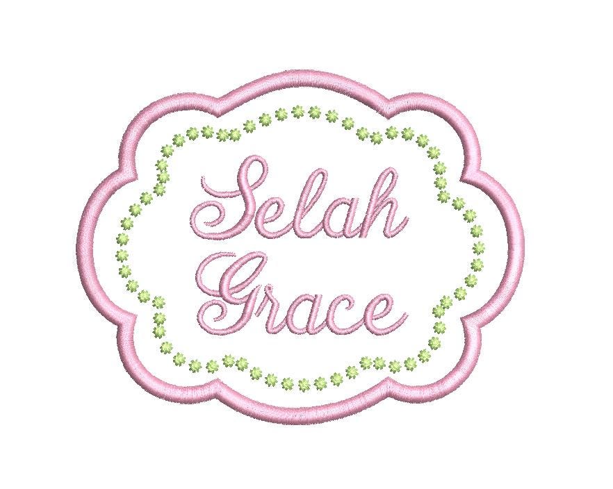 In The Hoop Satin Applique Scalloped Name Card & Bag Tag Set, for Machine Embroidery, 3 Sizes PES++ Incl Digital Instant Download
