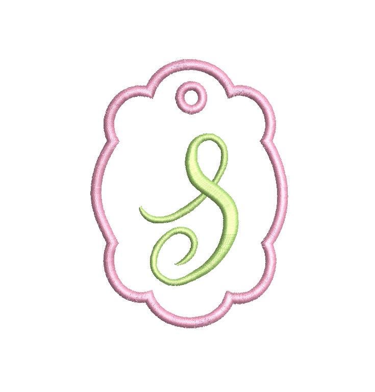 In The Hoop Satin Applique Scalloped Name Card & Bag Tag Set, for Machine Embroidery, 3 Sizes PES++ Incl Digital Instant Download