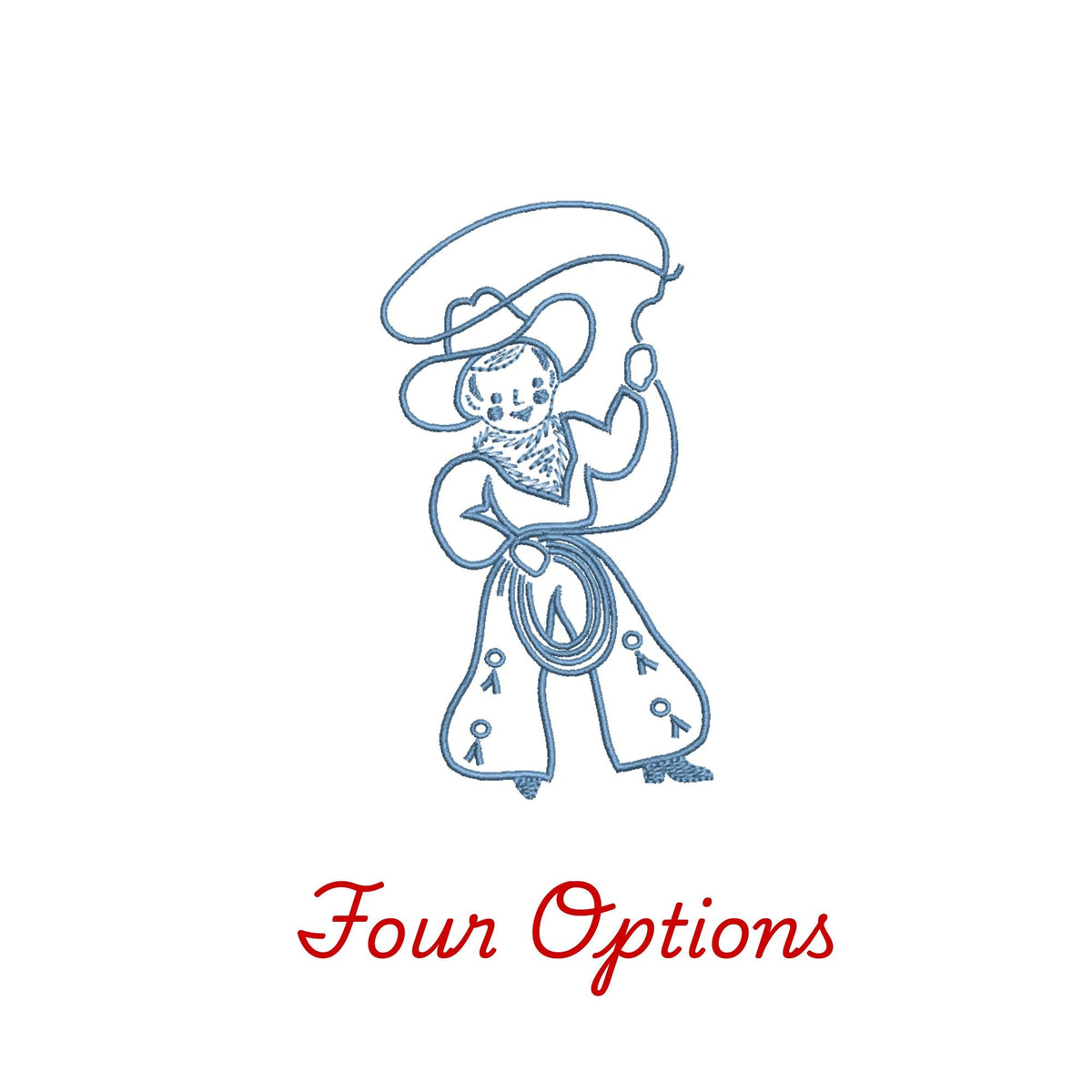 Vintage Cowboy Kid Embroidery Machine Design Set, Four Options, 3 Sizes PES DST JEF++ Incl Digital Instant Download