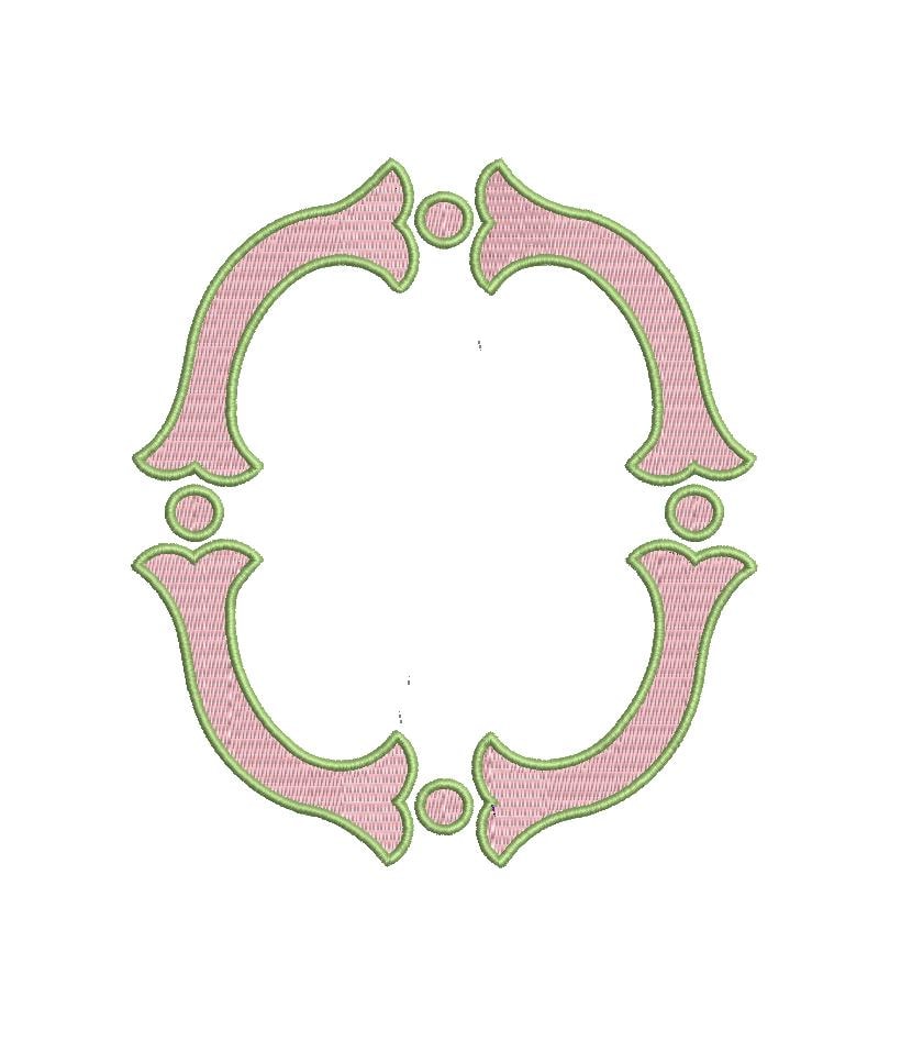 Fishtail FILL & Satin Monogram Frame, Machine Embroidery Design, 6 Sizes, PES DST+++ Incl Digital Instant Download