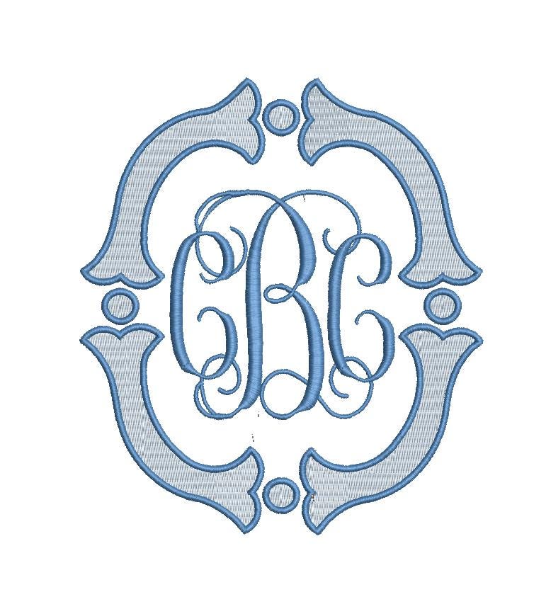 Fishtail FILL & Satin Monogram Frame, Machine Embroidery Design, 6 Sizes, PES DST+++ Incl Digital Instant Download