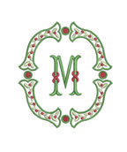 Christmas Fishtail Satin Outline & Vine Monogram Frame, Machine Embroidery Design, 5 Sizes, PES DST+++ Incl Digital Instant Download