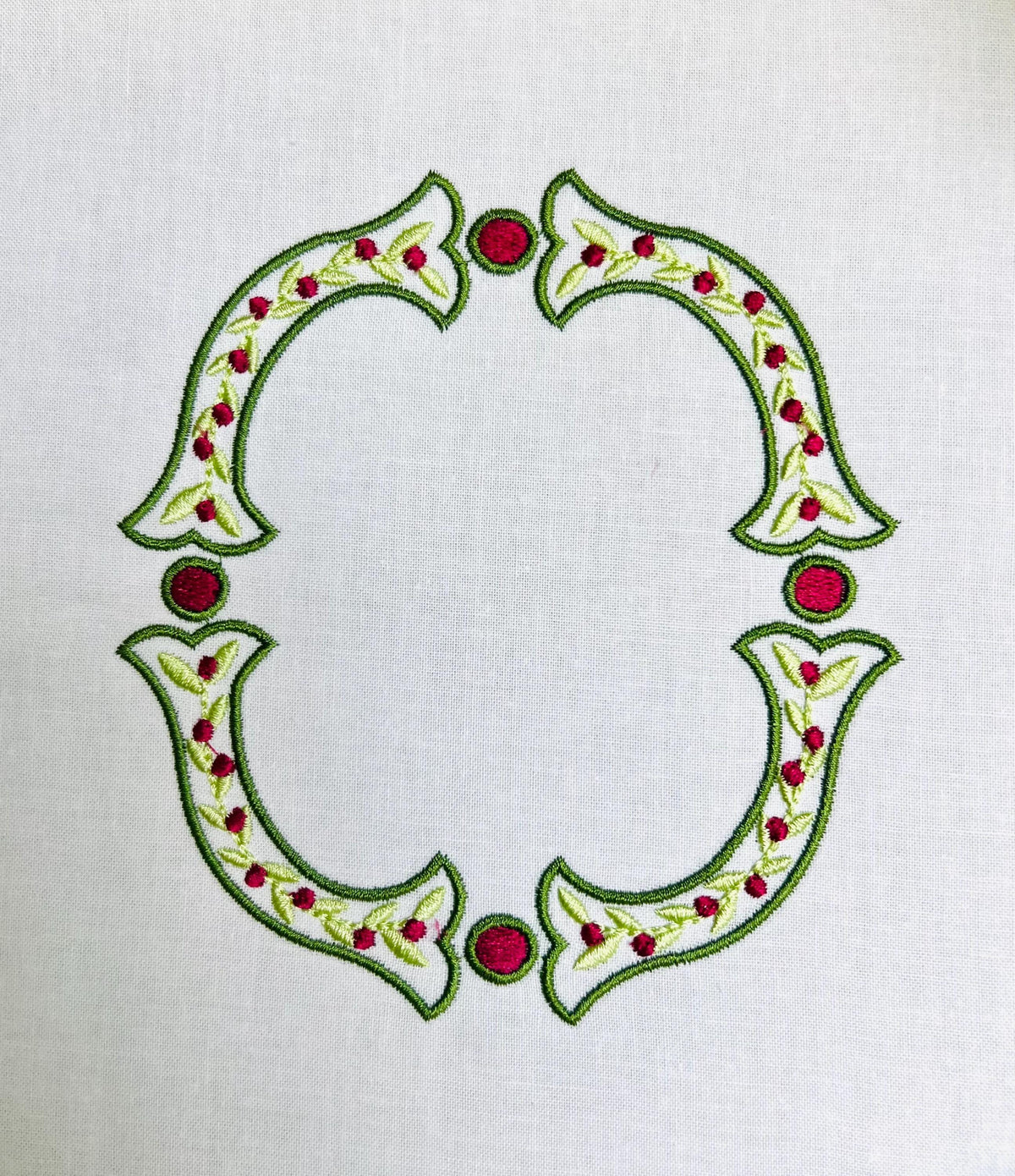 Christmas Fishtail Satin Outline & Vine Monogram Frame, Machine Embroidery Design, 5 Sizes, PES DST+++ Incl Digital Instant Download