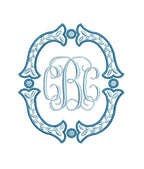 Fishtail Satin Outline & Vine Monogram Frame, Machine Embroidery Design, 7 Sizes, PES DST+++ Incl Digital Instant Download