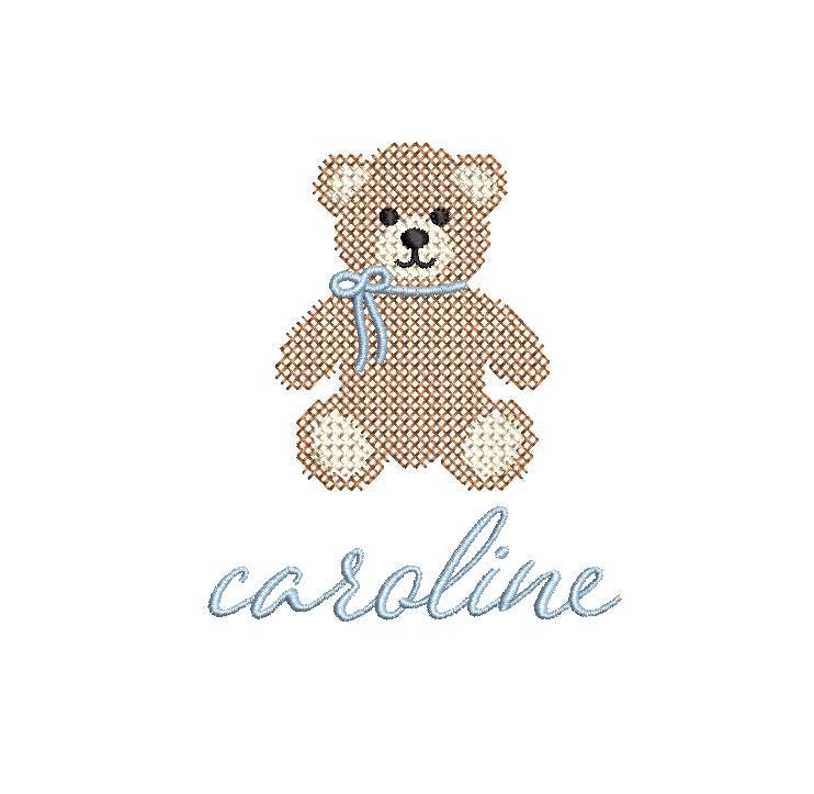 Cross Stitch Teddy Bear, Machine Embroidery Design, 5 Sizes, PES DST+++ Incl Digital Instant Download