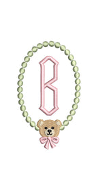 Mini Teddy Bear & Pearl Frame, Machine Embroidery Design, 4 Sizes, PES DST+++ Incl Digital Instant Download