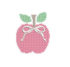 Cross Stitch Apple & Optional Bow, Machine Embroidery Design, 5 Sizes, PES DST+++ Incl Digital Instant Download