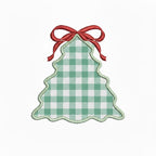 Applique Christmas Tree & Bow Crest Monogram Frame, Machine Embroidery Design, 6 Sizes, PES DST+++ Incl Digital Instant Download
