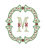Christmas Fishtail Satin Outline & Vine Monogram Frame, Machine Embroidery Design, 5 Sizes, PES DST+++ Incl Digital Instant Download