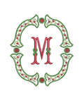 Christmas Fishtail Satin Outline & Vine Monogram Frame, Machine Embroidery Design, 5 Sizes, PES DST+++ Incl Digital Instant Download