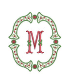 Christmas Fishtail Satin Outline & Vine Monogram Frame, Machine Embroidery Design, 5 Sizes, PES DST+++ Incl Digital Instant Download