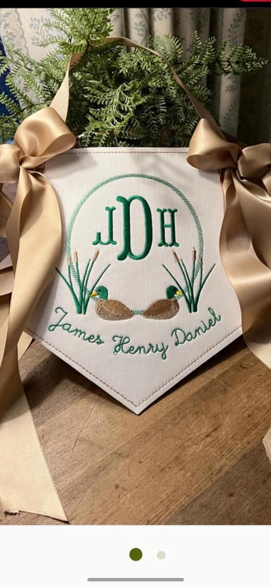 Mallard Duck Cat Tails Reeds Frame, Machine Embroidery Design, 3 Sizes, PES DST JEF Incl Digital Instant Download