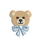 Mini Teddy Bear Face with Bow Motif, Machine Embroidery Design, 5 Sizes, PES DST+++ Incl Digital Instant Download