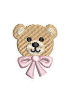 Mini Teddy Bear Face with Bow Motif, Machine Embroidery Design, 5 Sizes, PES DST+++ Incl Digital Instant Download