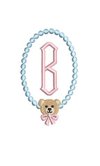 Mini Teddy Bear & Pearl Frame, Machine Embroidery Design, 4 Sizes, PES DST+++ Incl Digital Instant Download